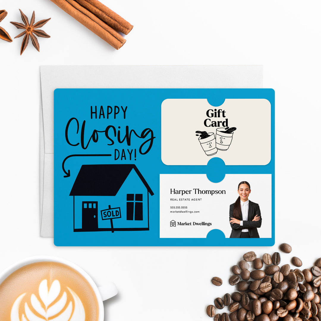 Set of "Happy Closing Day" Gift Card & Business Card Holder Mailer | Envelopes Included | M41-M008 Mailer Market Dwellings