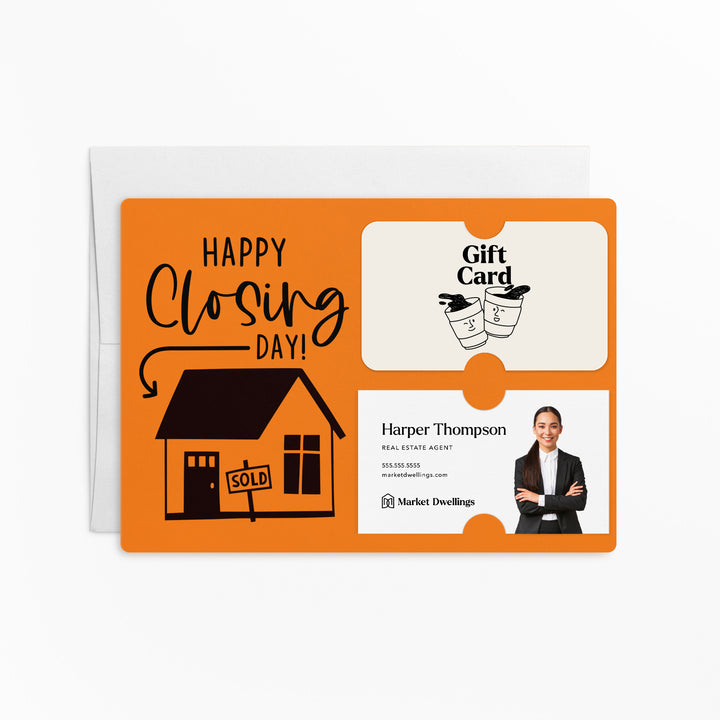 Set of "Happy Closing Day" Gift Card & Business Card Holder Mailer | Envelopes Included | M41-M008 Mailer Market Dwellings CARROT