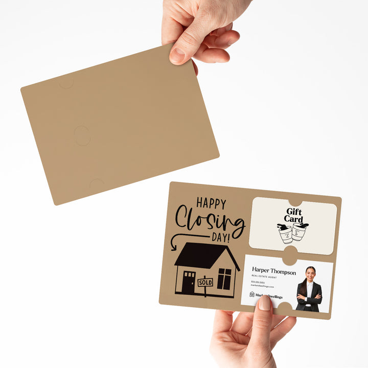 Set of "Happy Closing Day" Gift Card & Business Card Holder Mailer | Envelopes Included | M41-M008 Mailer Market Dwellings