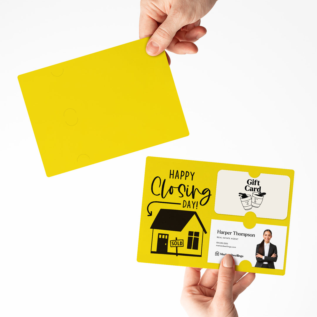 Set of "Happy Closing Day" Gift Card & Business Card Holder Mailer | Envelopes Included | M41-M008 Mailer Market Dwellings