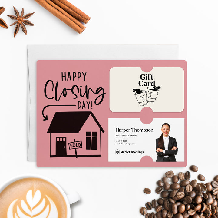 Set of "Happy Closing Day" Gift Card & Business Card Holder Mailer | Envelopes Included | M41-M008 Mailer Market Dwellings