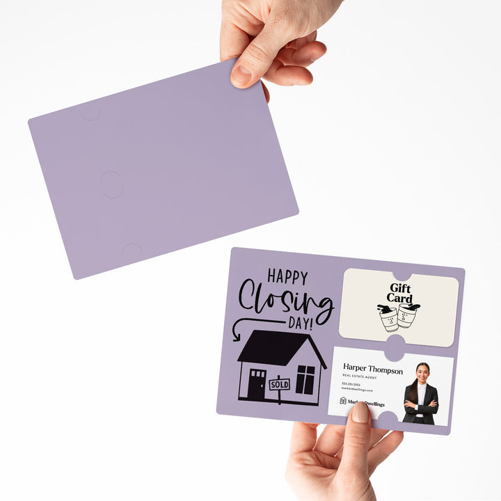 Set of "Happy Closing Day" Gift Card & Business Card Holder Mailer | Envelopes Included | M41-M008 Mailer Market Dwellings