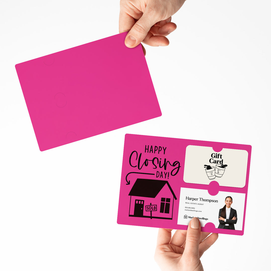 Set of "Happy Closing Day" Gift Card & Business Card Holder Mailer | Envelopes Included | M41-M008