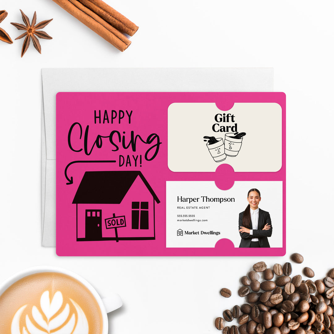 Set of "Happy Closing Day" Gift Card & Business Card Holder Mailer | Envelopes Included | M41-M008