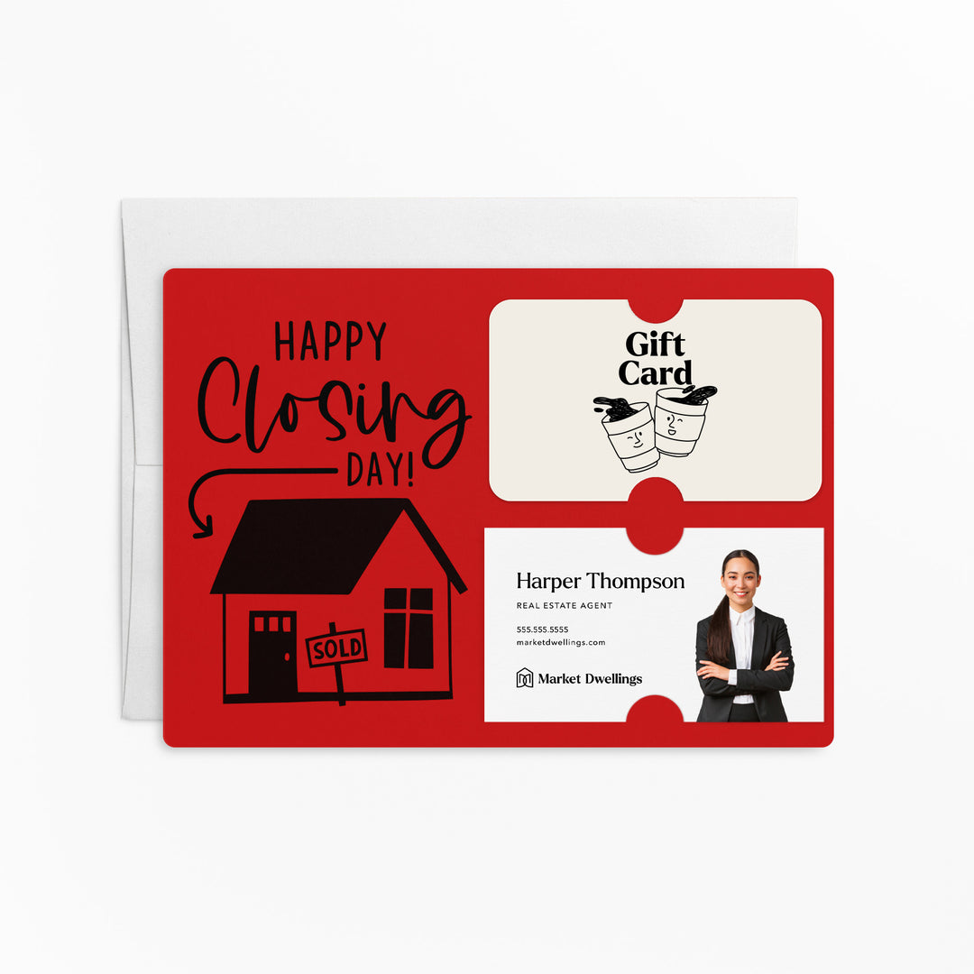 Set of "Happy Closing Day" Gift Card & Business Card Holder Mailer | Envelopes Included | M41-M008