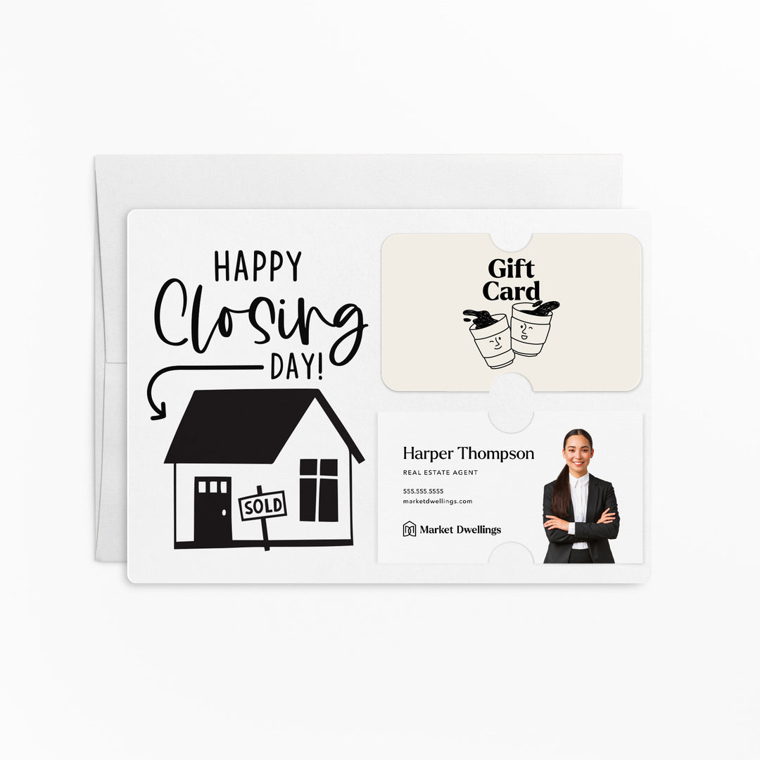 Set of "Happy Closing Day" Gift Card & Business Card Holder Mailer | Envelopes Included | M41-M008