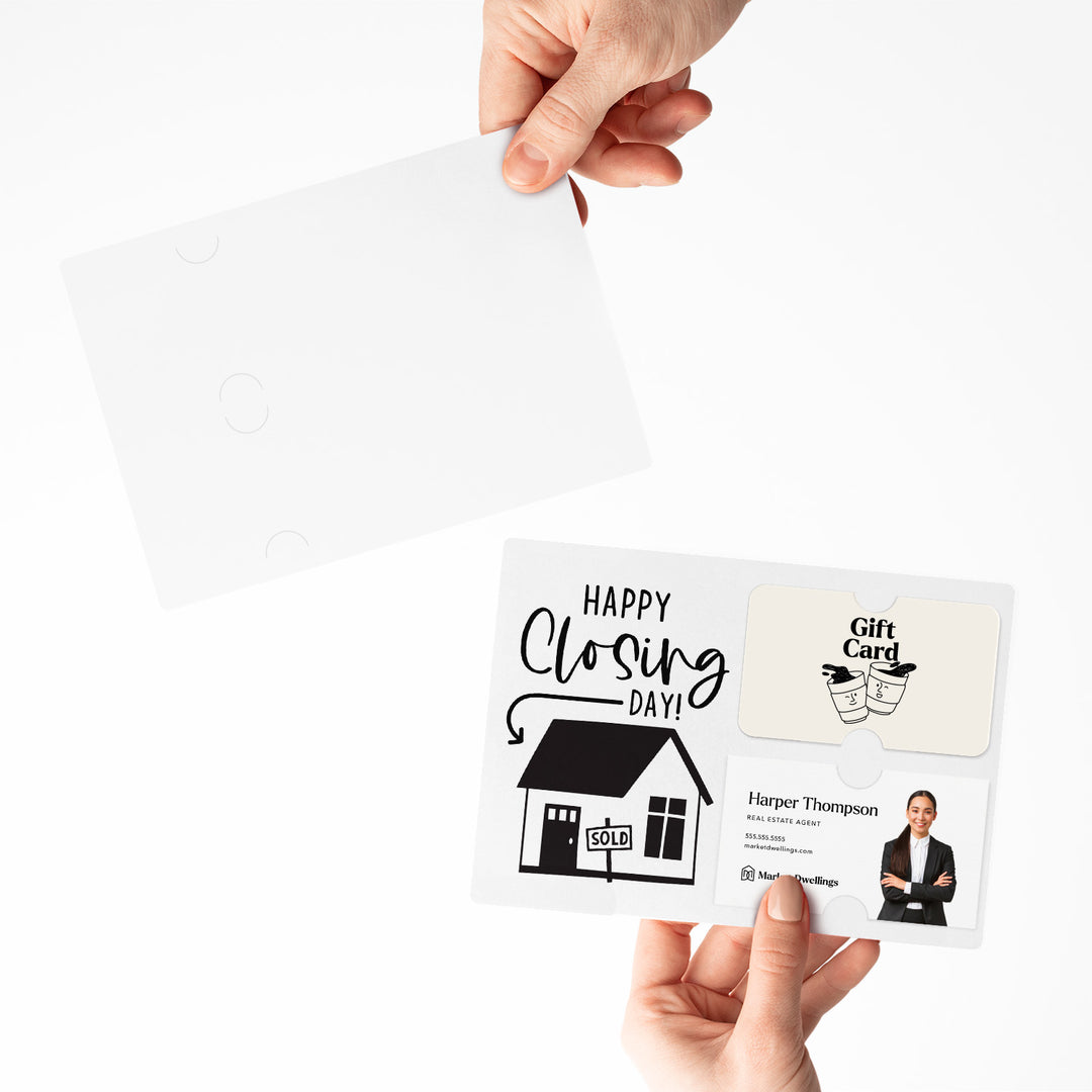 Set of "Happy Closing Day" Gift Card & Business Card Holder Mailer | Envelopes Included | M41-M008