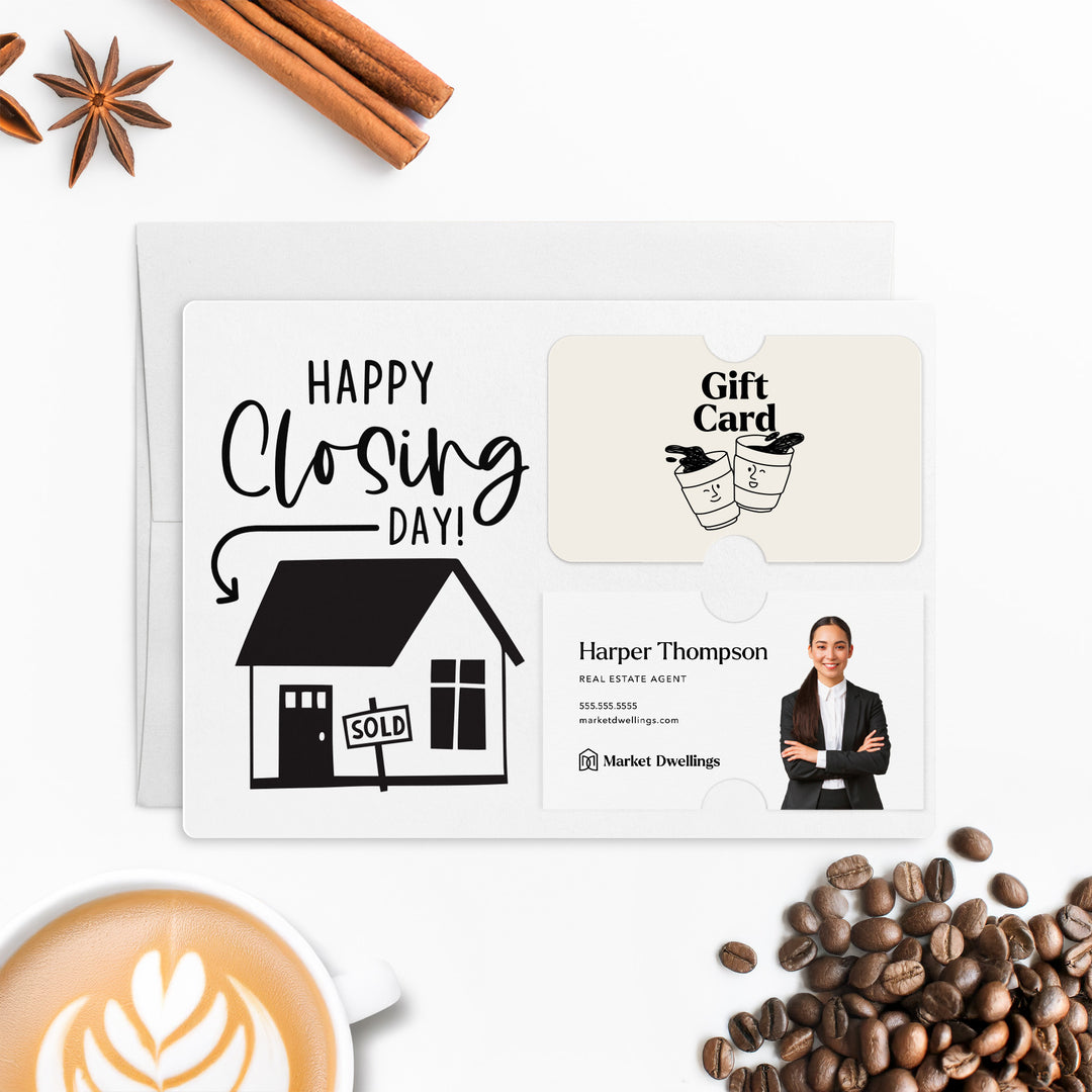 Set of "Happy Closing Day" Gift Card & Business Card Holder Mailer | Envelopes Included | M41-M008