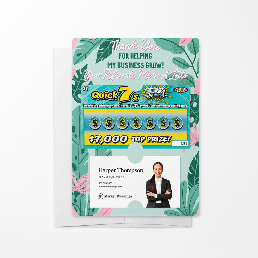 Set of Thank You For Helping My Business Grow! Your Referrals Mean A Lotto Mailers | Envelopes Included Mailer Market Dwellings