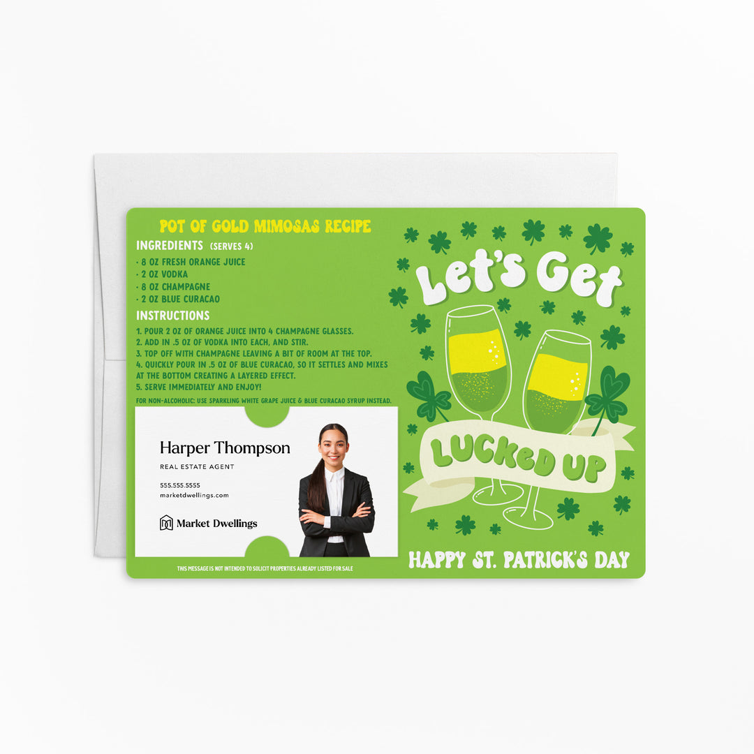 Set of Pot Of Gold Mimosas Recipe | St. Patrick's Day Mailers | Envelopes Included | M42-M004 Mailer Market Dwellings