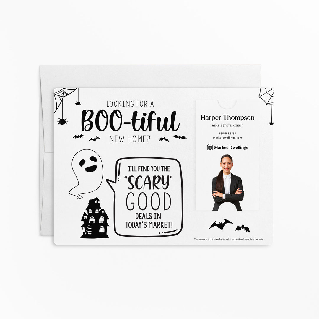 Vertical Set of Halloween "Looking for a BOO-tiful New Home?" Mailer | Envelopes Included | M42-M005 Mailer Market Dwellings