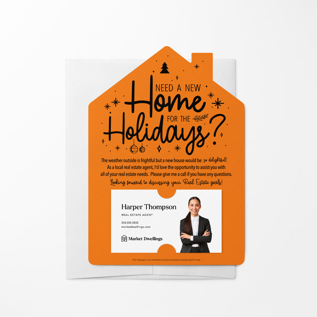 Set of Need a New Home for the Holidays Mailers | Envelopes Included | M43-M001 Mailer Market Dwellings CARROT