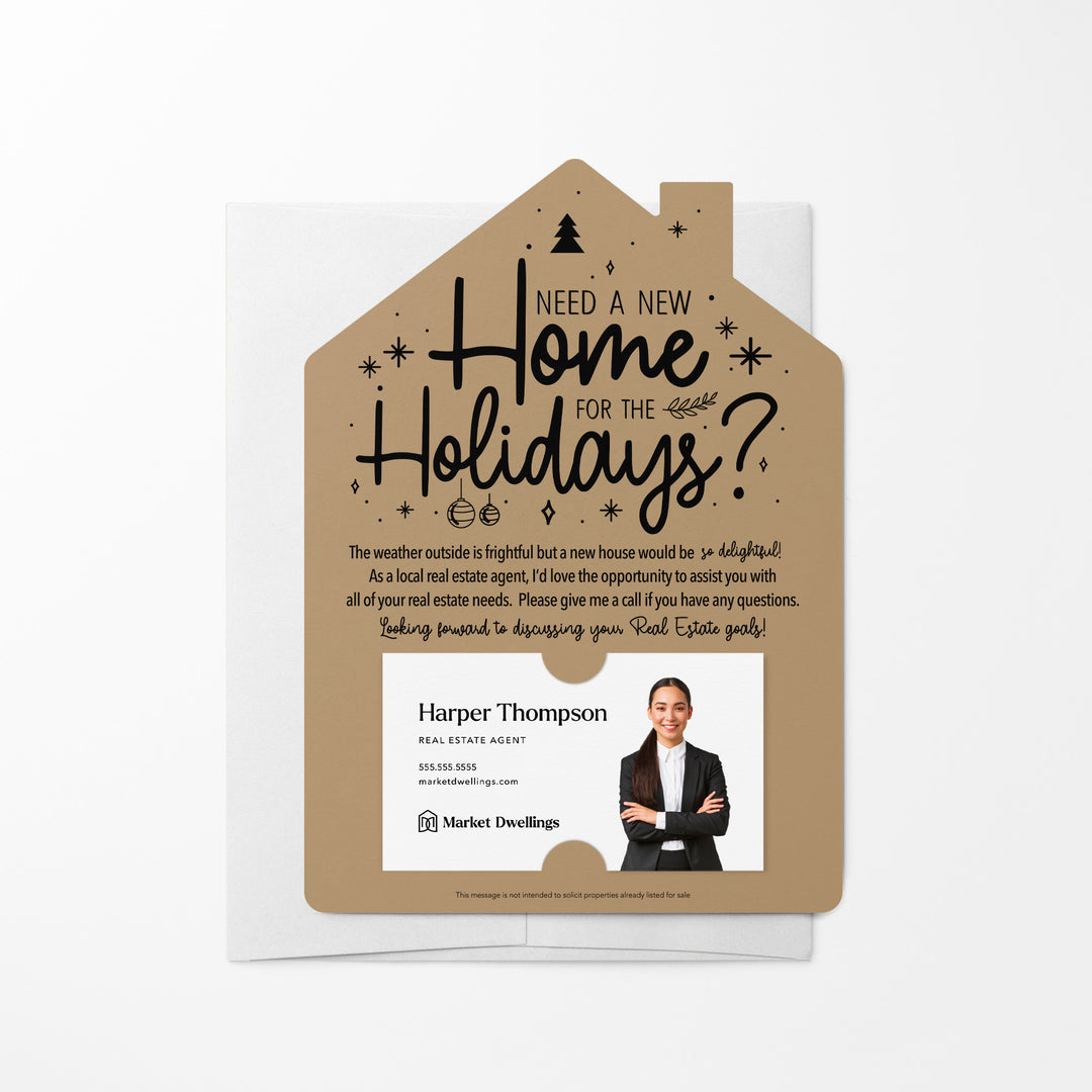 Set of Need a New Home for the Holidays Mailers | Envelopes Included | M43-M001 Mailer Market Dwellings KRAFT