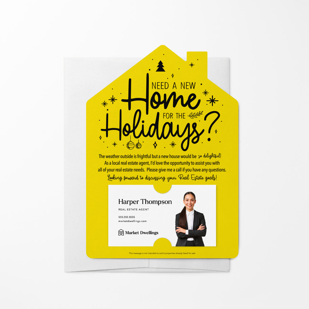 Set of Need a New Home for the Holidays Mailers | Envelopes Included | M43-M001 Mailer Market Dwellings LEMON