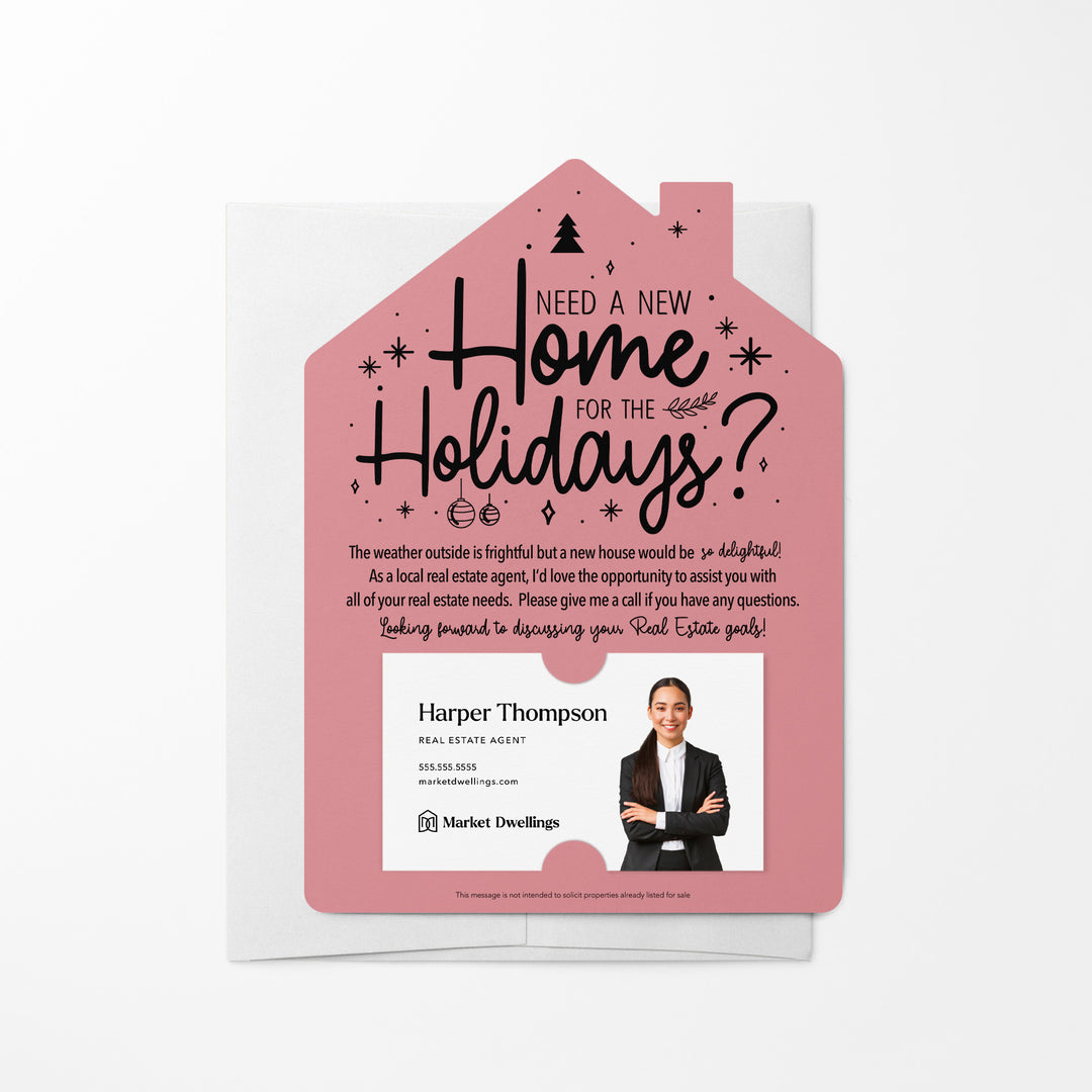 Set of Need a New Home for the Holidays Mailers | Envelopes Included | M43-M001 Mailer Market Dwellings LIGHT PINK