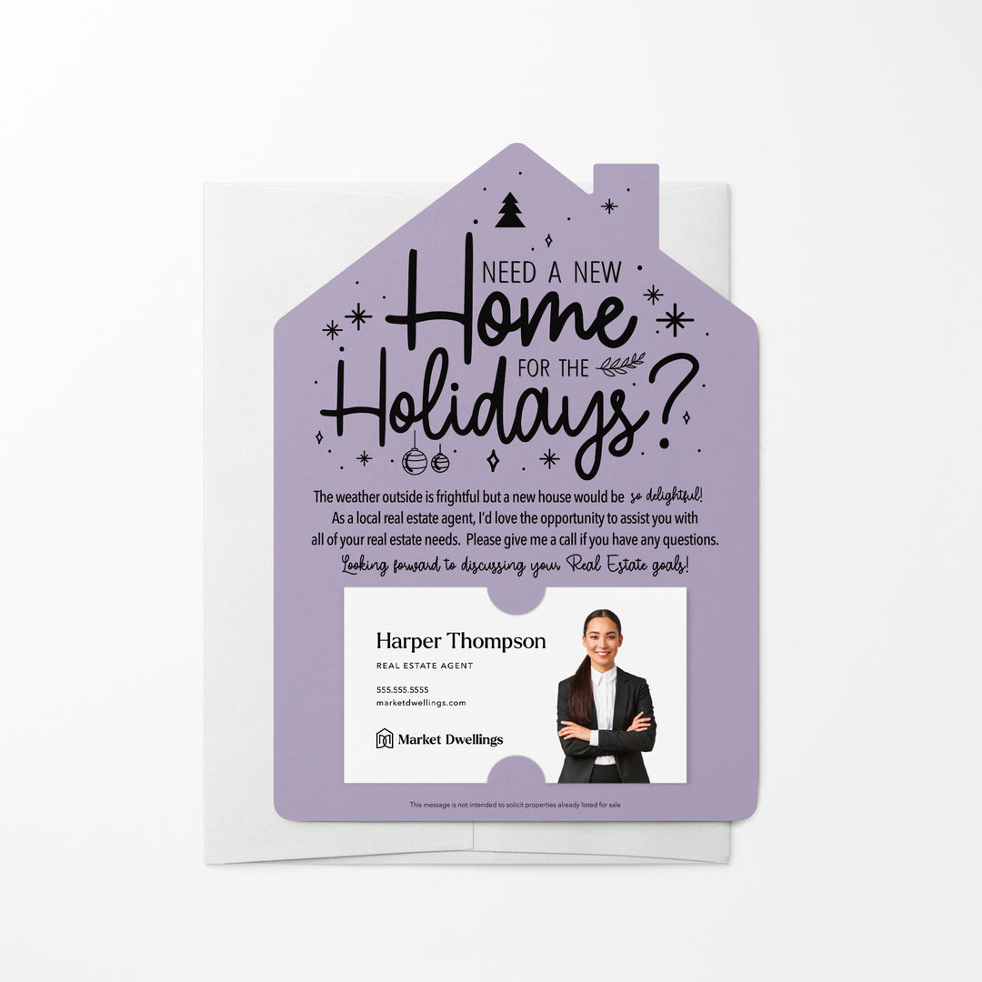 Set of Need a New Home for the Holidays Mailers | Envelopes Included | M43-M001 Mailer Market Dwellings LIGHT PURPLE