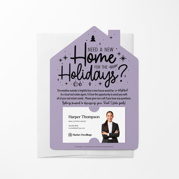 Set of Need a New Home for the Holidays Mailers | Envelopes Included | M43-M001 Mailer Market Dwellings LIGHT PURPLE