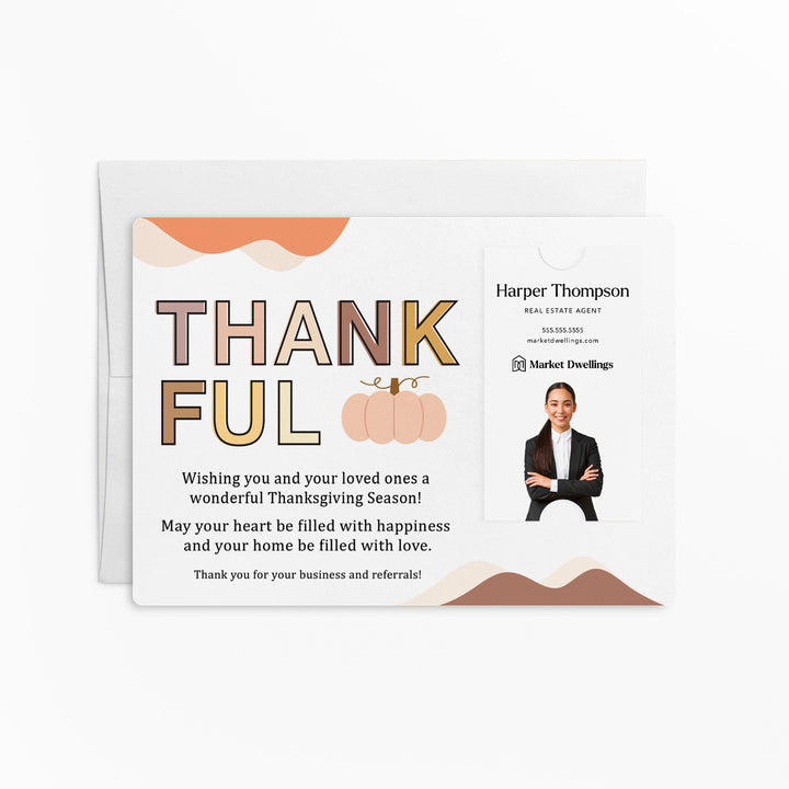 Vertical | Set of "Thankful" Thanksgiving Mailer | Envelopes Included | M43-M005 Mailer Market Dwellings