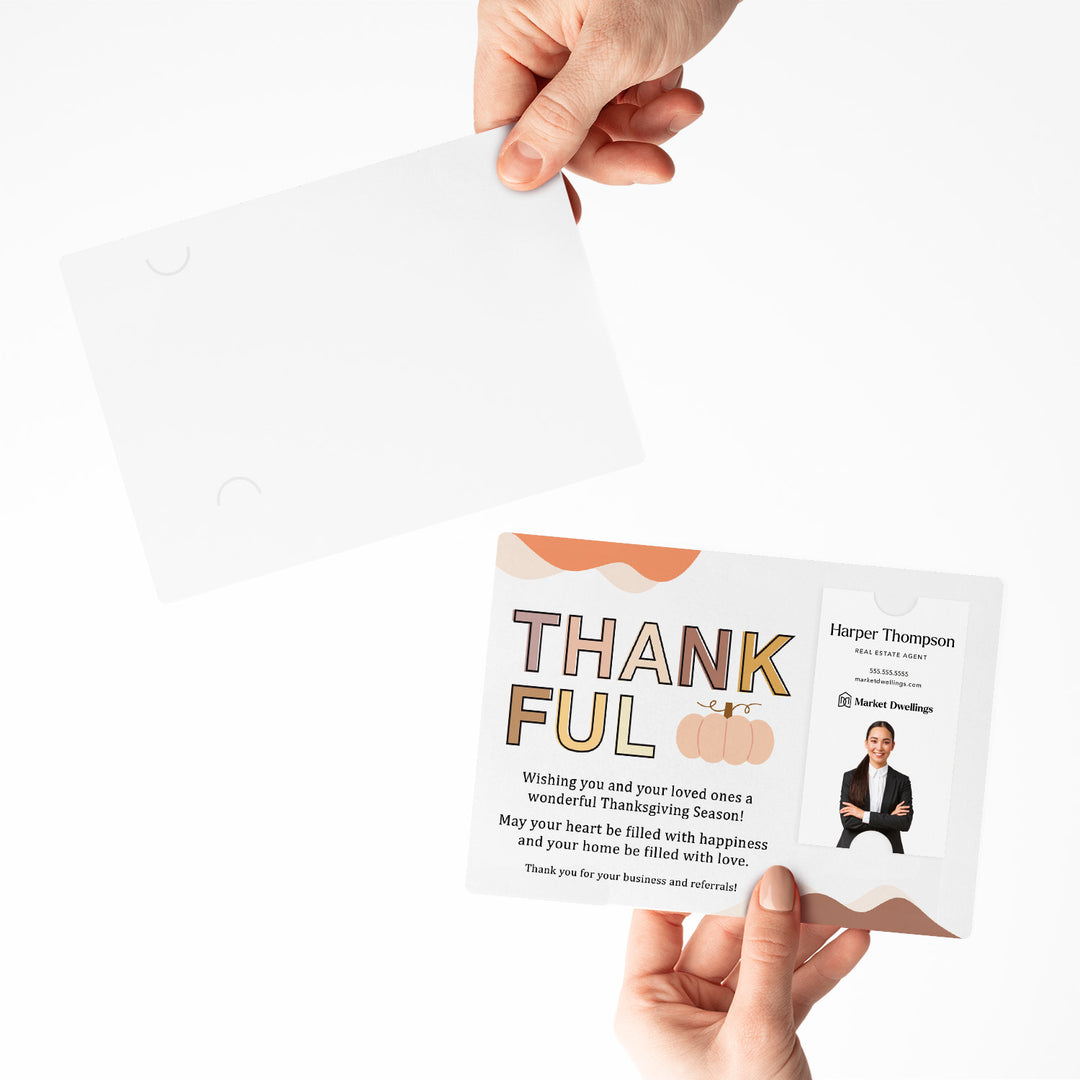 Vertical | Set of "Thankful" Thanksgiving Mailer | Envelopes Included | M43-M005 Mailer Market Dwellings