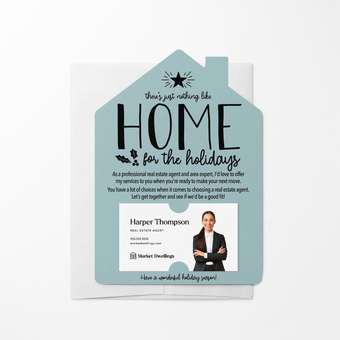 Set of There's Just Nothing Like Home for the Holidays Mailers | Envelopes Included | M44-M001 Mailer Market Dwellings LIGHT BLUE