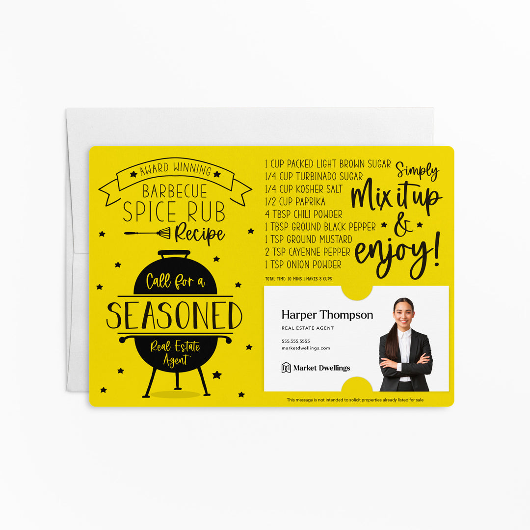 Set of BBQ Spice Rub Recipe Seasoned Real Estate Agent Mailer | Envelopes Included | M44-M003 Mailer Market Dwellings LEMON