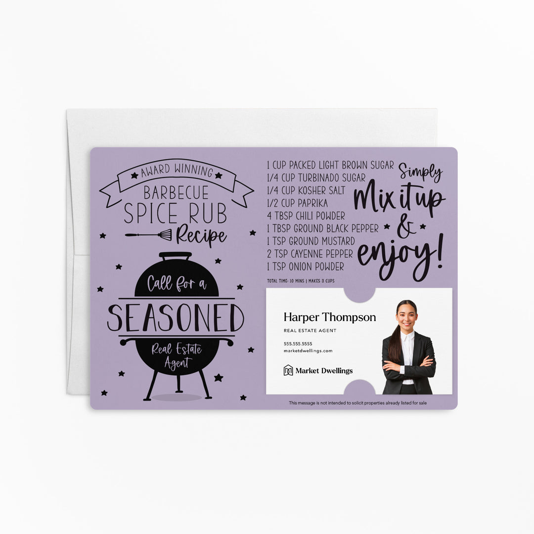 Set of BBQ Spice Rub Recipe Seasoned Real Estate Agent Mailer | Envelopes Included | M44-M003 Mailer Market Dwellings LIGHT PURPLE