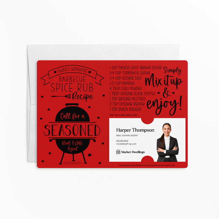 Set of BBQ Spice Rub Recipe Seasoned Real Estate Agent Mailer | Envelopes Included | M44-M003 Mailer Market Dwellings SCARLET