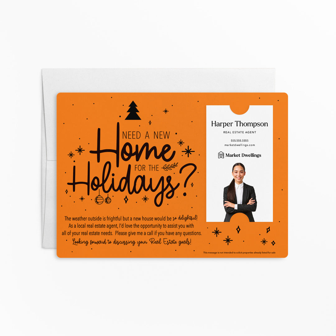 Vertical Set of "Need a New Home for the Holidays" Mailer | Envelopes Included | M44-M005 Mailer Market Dwellings CARROT