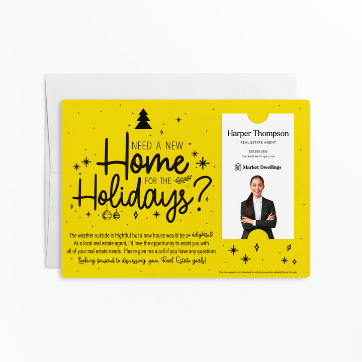 Vertical Set of "Need a New Home for the Holidays" Mailer | Envelopes Included | M44-M005 Mailer Market Dwellings LEMON