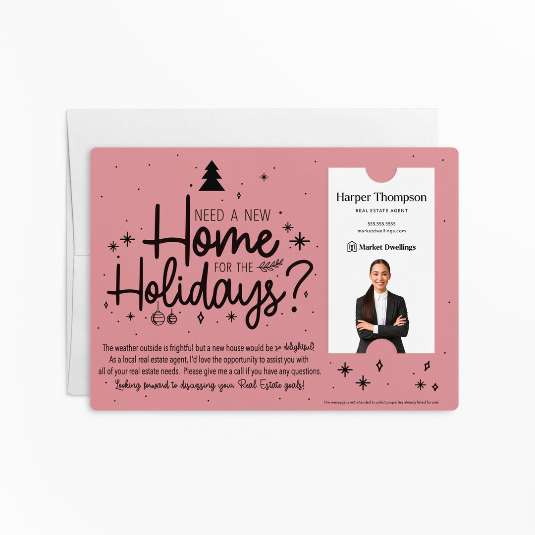 Vertical Set of "Need a New Home for the Holidays" Mailer | Envelopes Included | M44-M005 Mailer Market Dwellings LIGHT PINK