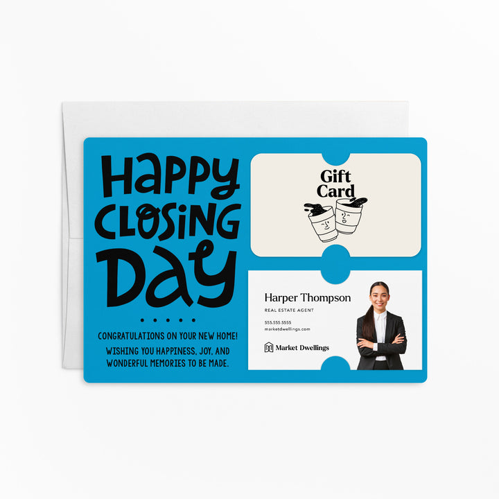 Set of "Happy Closing Day" Gift Card & Business Card Holder Mailer | Envelopes Included | M44-M008 Mailer Market Dwellings ARCTIC