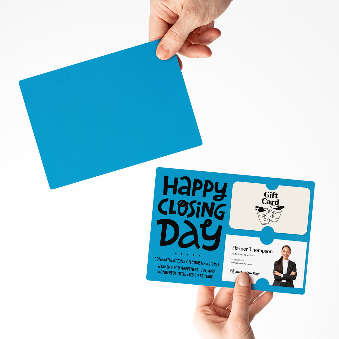 Set of "Happy Closing Day" Gift Card & Business Card Holder Mailer | Envelopes Included | M44-M008 Mailer Market Dwellings