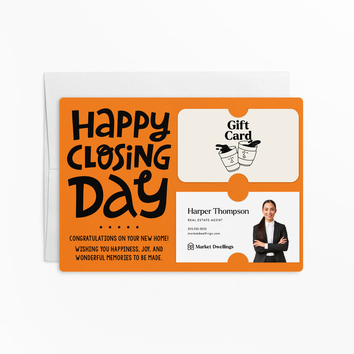 Set of "Happy Closing Day" Gift Card & Business Card Holder Mailer | Envelopes Included | M44-M008 Mailer Market Dwellings CARROT