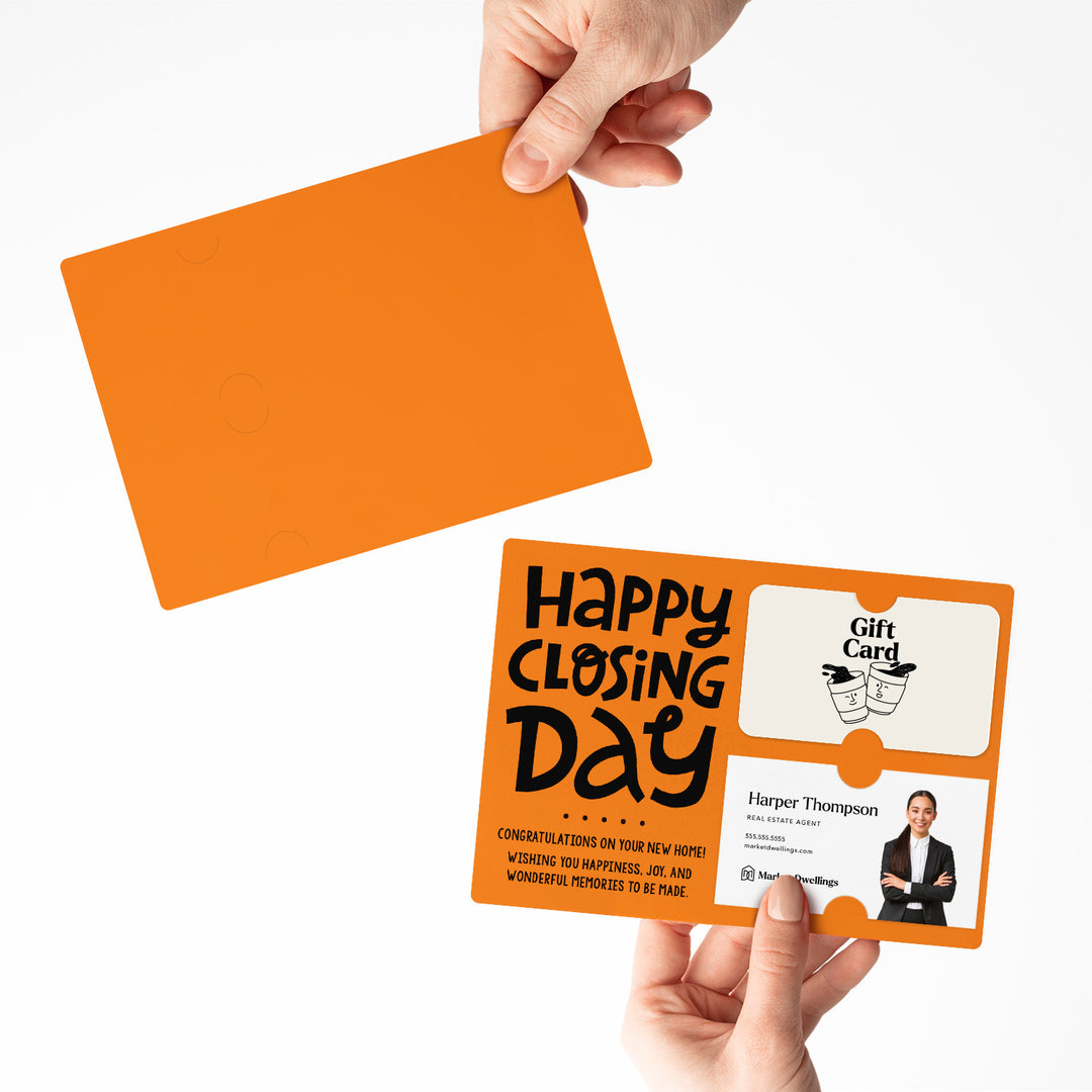 Set of "Happy Closing Day" Gift Card & Business Card Holder Mailer | Envelopes Included | M44-M008 Mailer Market Dwellings