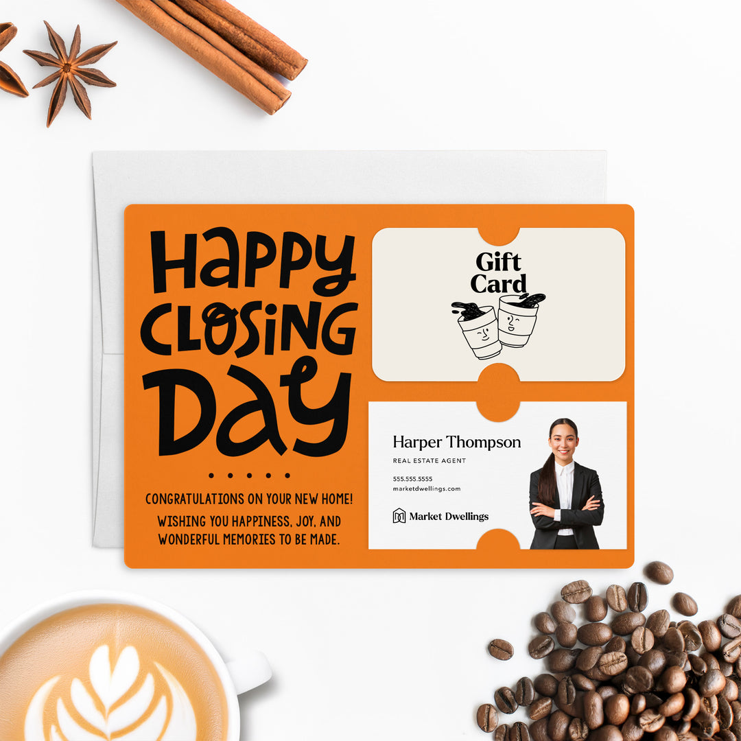 Set of "Happy Closing Day" Gift Card & Business Card Holder Mailer | Envelopes Included | M44-M008 Mailer Market Dwellings