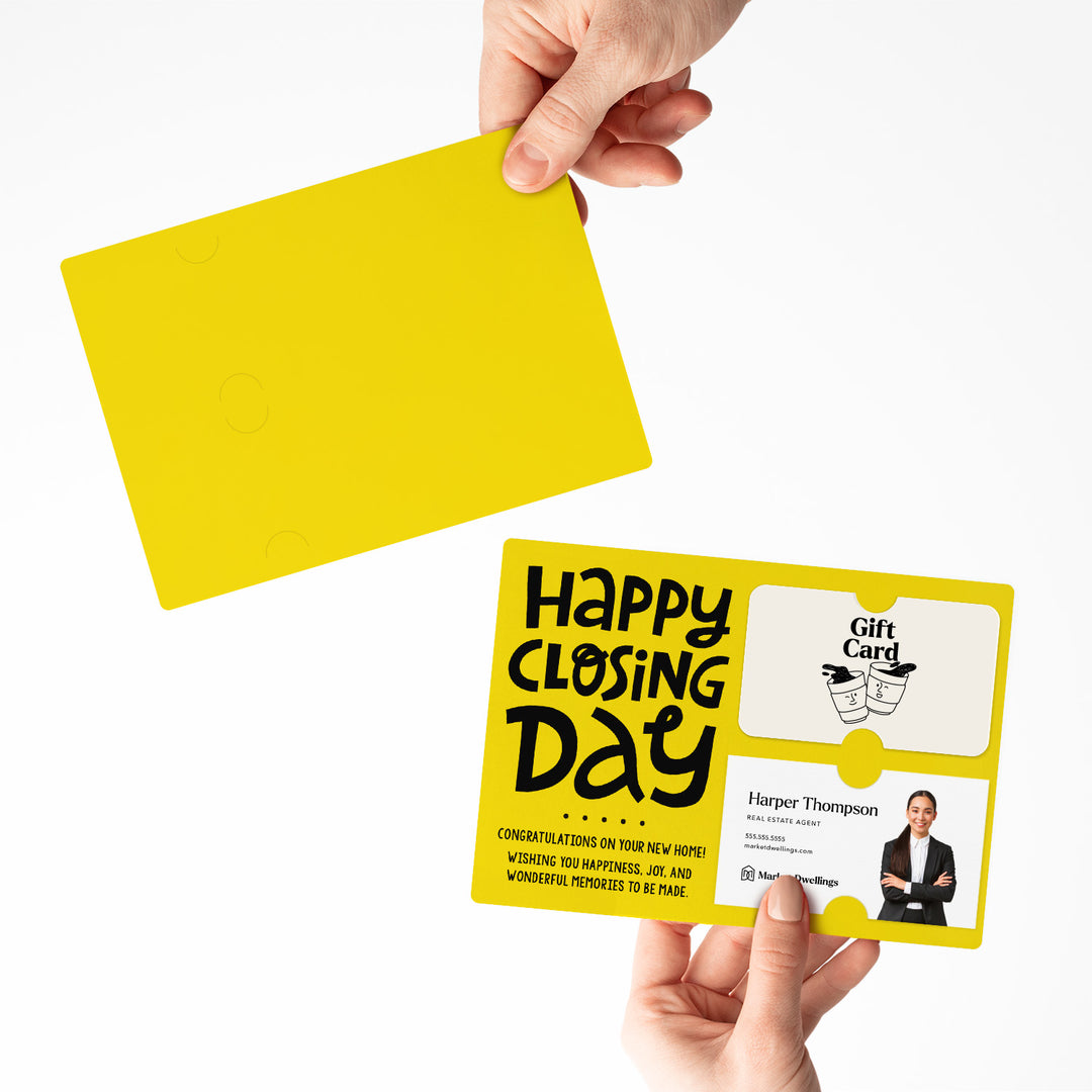 Set of "Happy Closing Day" Gift Card & Business Card Holder Mailer | Envelopes Included | M44-M008 Mailer Market Dwellings