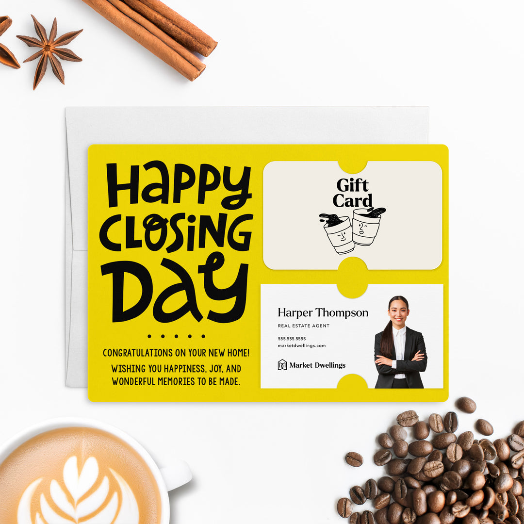 Set of "Happy Closing Day" Gift Card & Business Card Holder Mailer | Envelopes Included | M44-M008 Mailer Market Dwellings