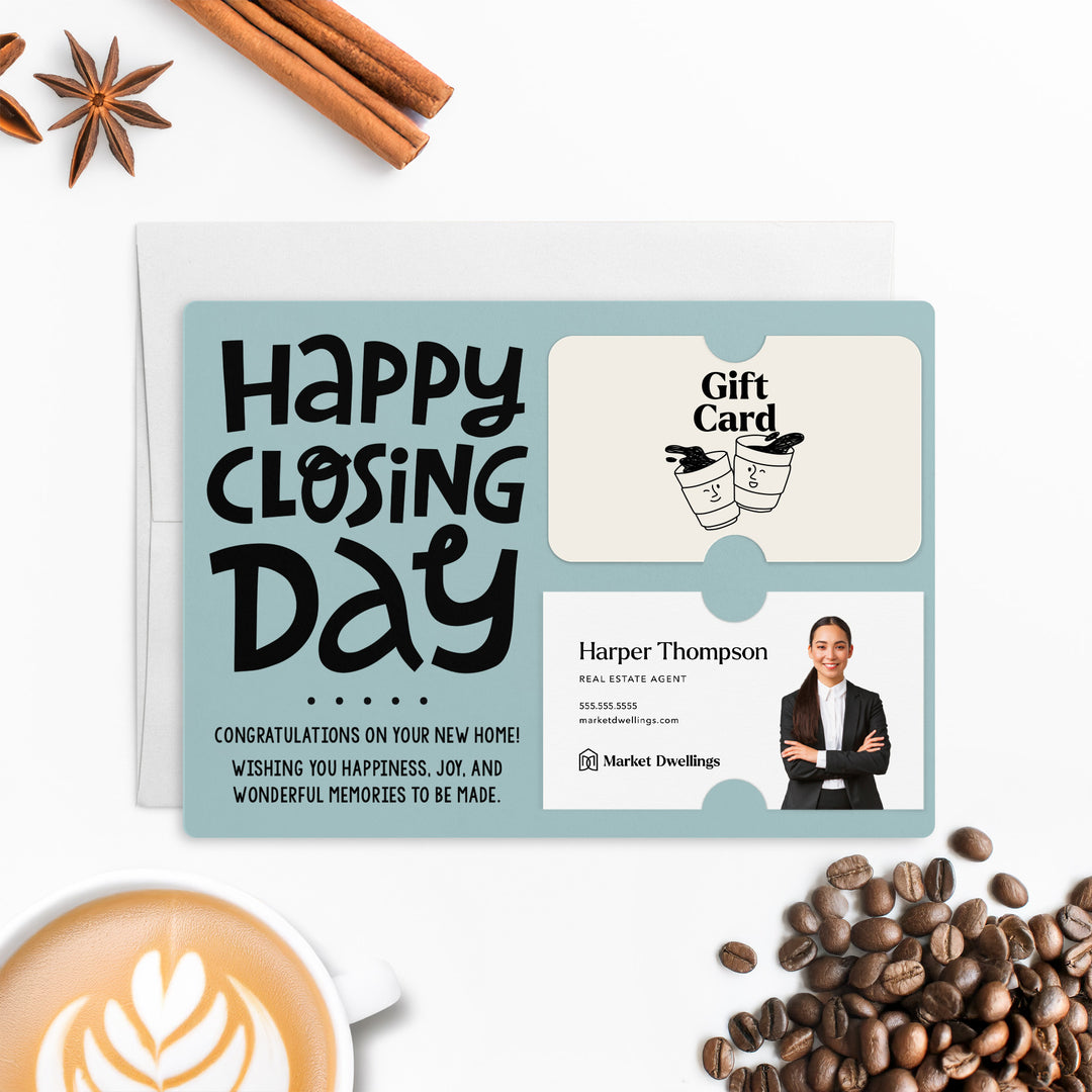 Set of "Happy Closing Day" Gift Card & Business Card Holder Mailer | Envelopes Included | M44-M008 Mailer Market Dwellings