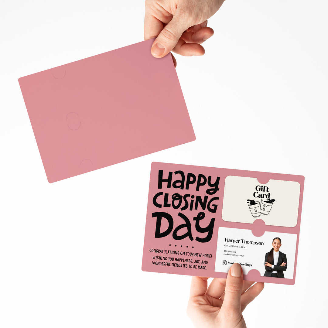 Set of "Happy Closing Day" Gift Card & Business Card Holder Mailer | Envelopes Included | M44-M008 Mailer Market Dwellings