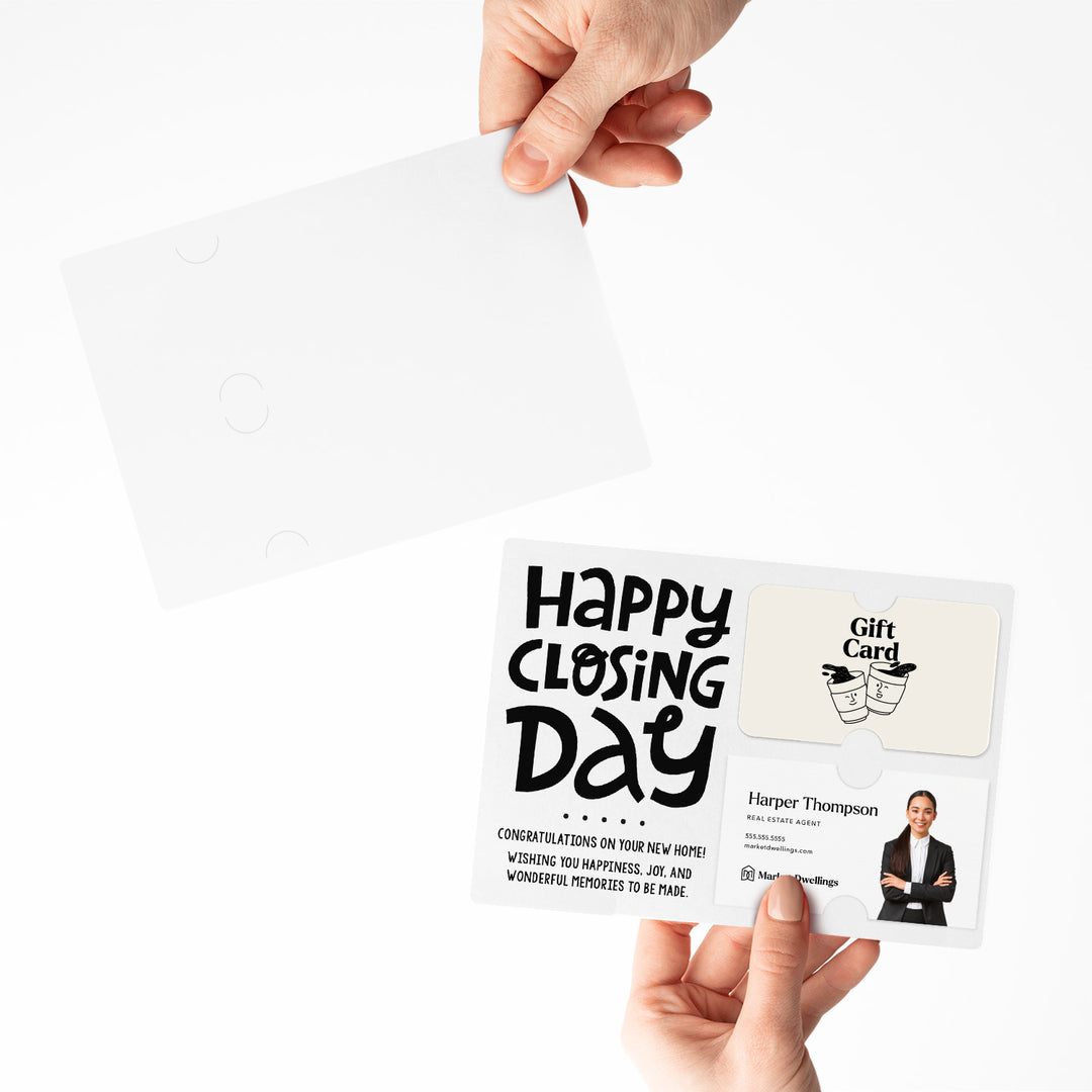 Set of "Happy Closing Day" Gift Card & Business Card Holder Mailer | Envelopes Included | M44-M008