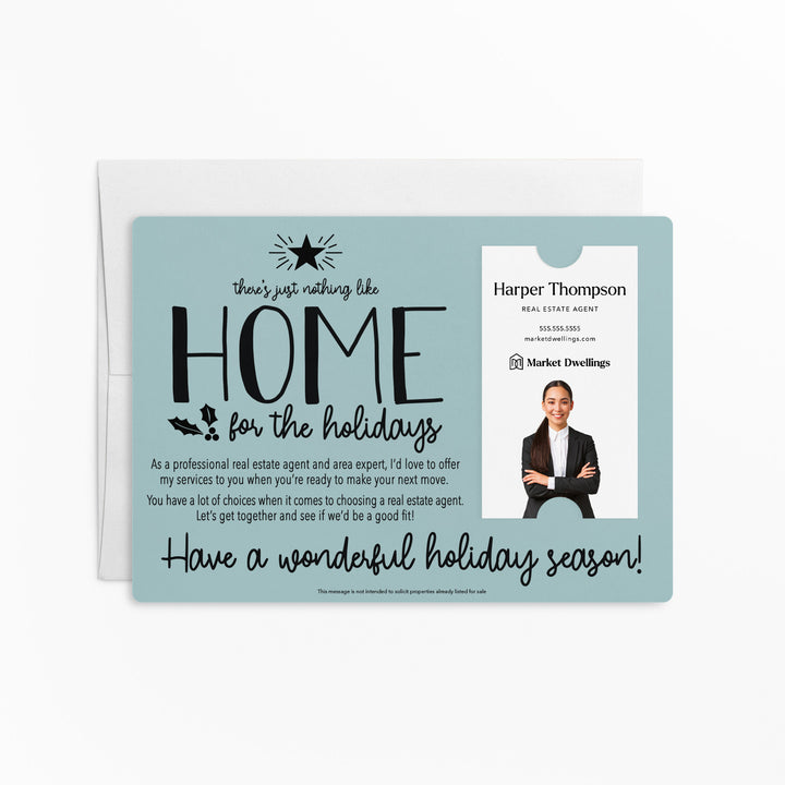 Vertical Set of "There's Just Nothing Like Home for the Holidays" Mailer | Envelopes Included | M45-M005 Mailer Market Dwellings LIGHT BLUE