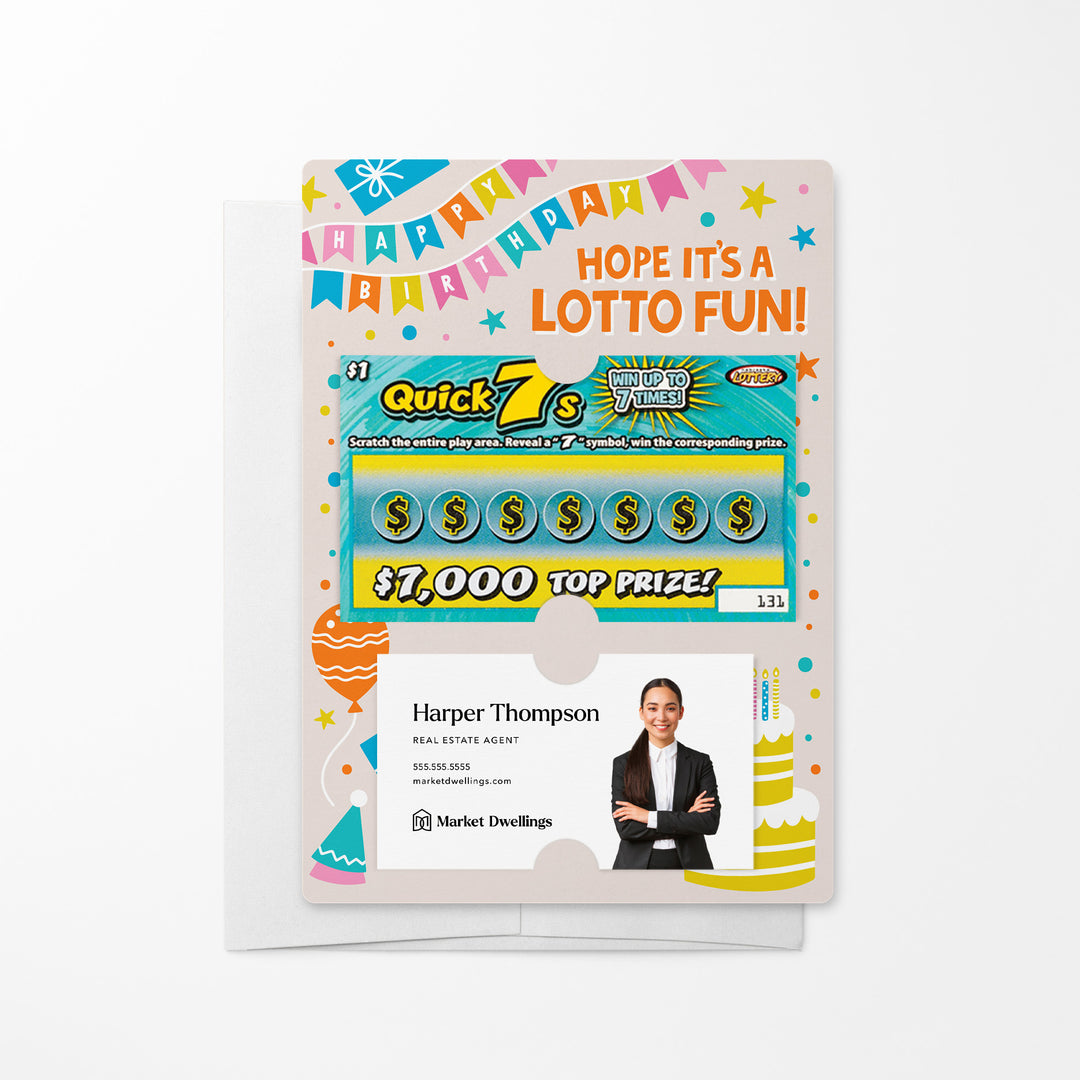 Set of Happy Birthday Hope It's A Lotto Fun! | Lotto Mailers Mailer Market Dwellings BEIGE