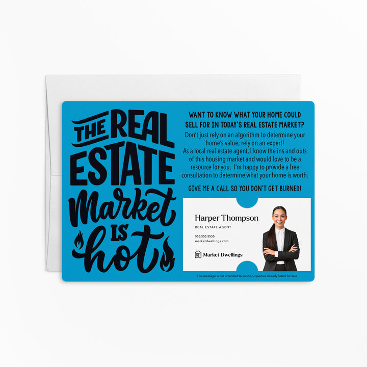 Set of "The Real Estate Market is Hot" Mailer | Envelopes Included | M46-M003 Mailer Market Dwellings ARCTIC