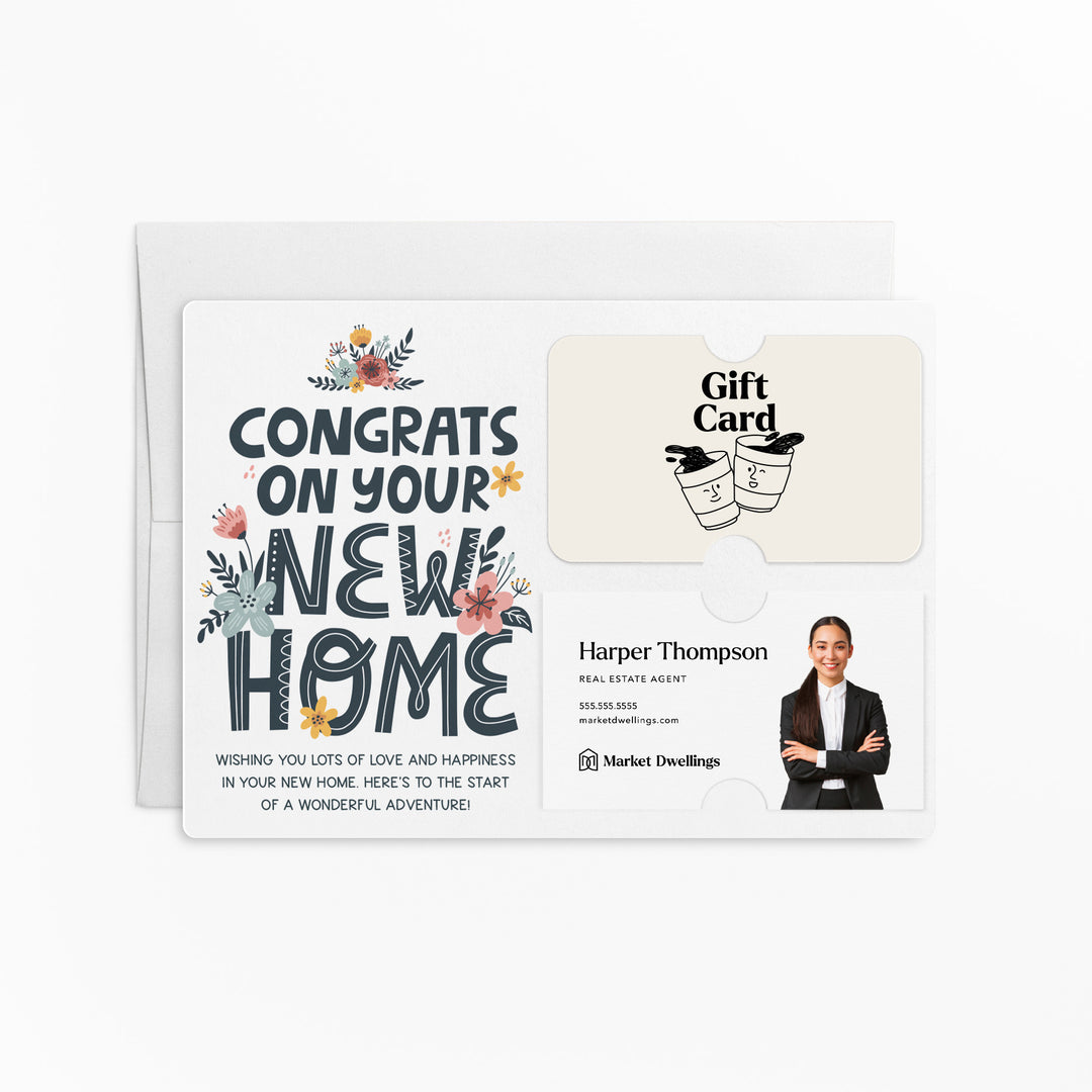 Set of "Congrats on Your New Home" Gift Card & Business Card Holder Mailers | Envelopes Included | M46-M008 Mailer Market Dwellings