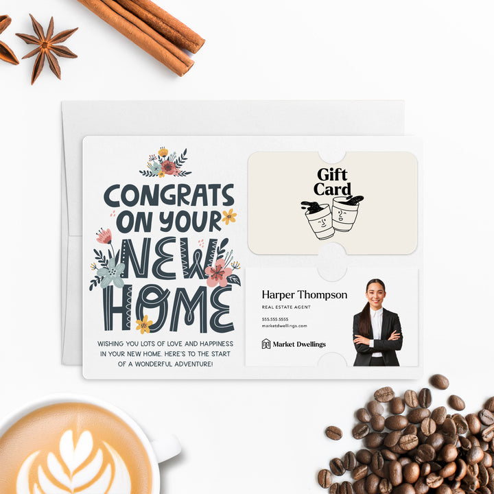 Set of "Congrats on Your New Home" Gift Card & Business Card Holder Mailers | Envelopes Included | M46-M008 Mailer Market Dwellings