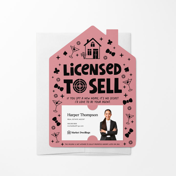 Set of Licensed To Sell Real Estate Mailers | Envelopes Included | M47-M001 Mailer Market Dwellings LIGHT PINK