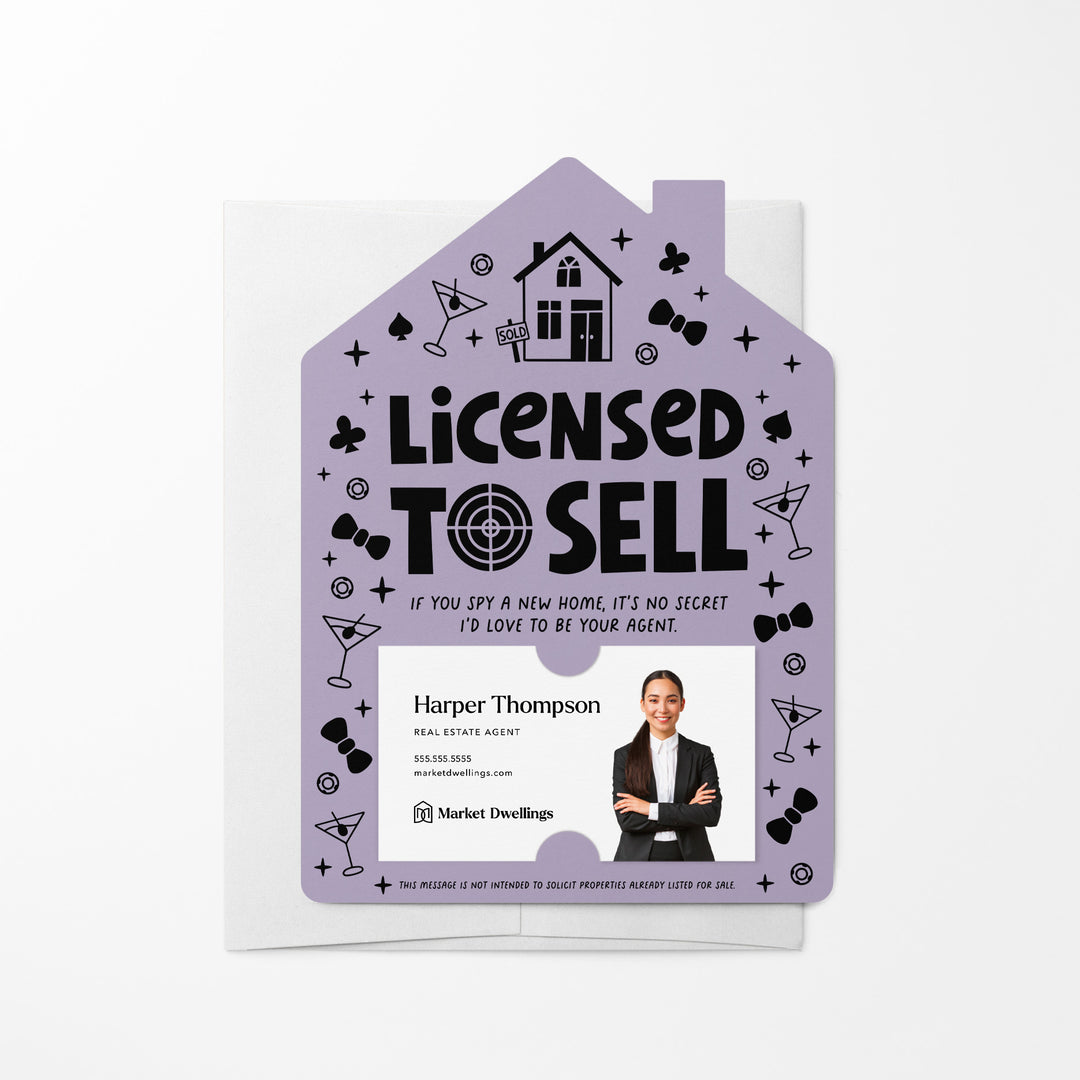 Set of Licensed To Sell Real Estate Mailers | Envelopes Included | M47-M001 Mailer Market Dwellings LIGHT PURPLE