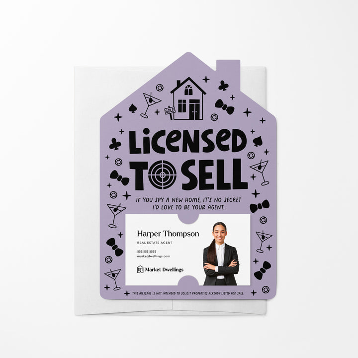 Set of Licensed To Sell Real Estate Mailers | Envelopes Included | M47-M001 Mailer Market Dwellings LIGHT PURPLE