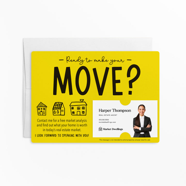 Set of "Ready to Make Your Move?" Mailer | Envelopes Included | M48-M003 Mailer Market Dwellings LEMON