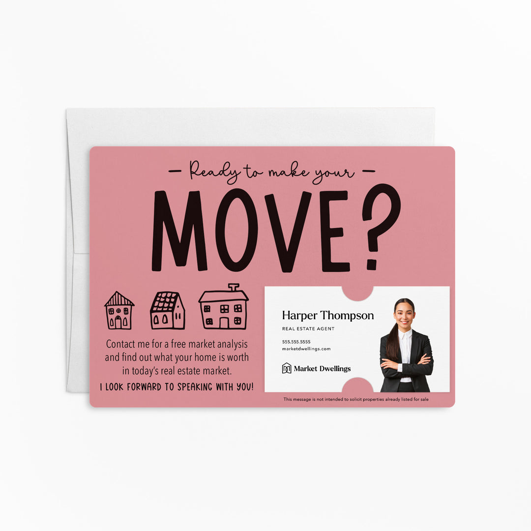 Set of "Ready to Make Your Move?" Mailer | Envelopes Included | M48-M003 Mailer Market Dwellings LIGHT PINK